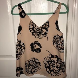 Banana Republic Tan and Black Floral Tank Top
